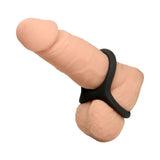 JOCK Silicone Vibrating Anal Plug with Cock and Ball Ring showcasing the C-ring around the shaft and balls.