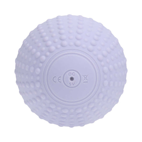 LoveLine ComfortPulse Silicone Massager Lavender top view showing compact orb design and textured surface for comfortable grip.