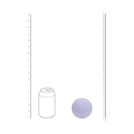 LoveLine ComfortPulse Silicone Massager Lavender next to a can for size reference, showcasing its compact orb shape.