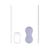 LoveLine ComfortPulse Duo Silicone Massager Lavender next to a can for size comparison.