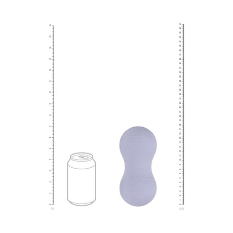 LoveLine ComfortPulse Duo Silicone Massager Lavender next to a can for size comparison.