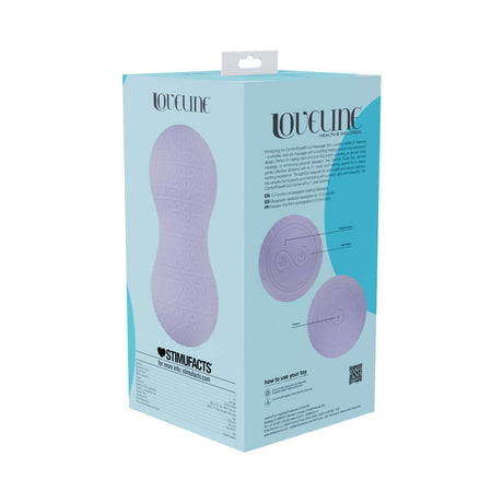 LoveLine ComfortPulse Duo Silicone Massager Lavender packaging showcasing its dual-orb design and features for relaxation.