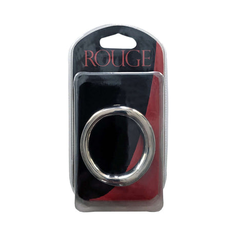 Rouge Stainless Steel Ergonomic Cock Ring in packaging showcasing its premium design and polished finish.