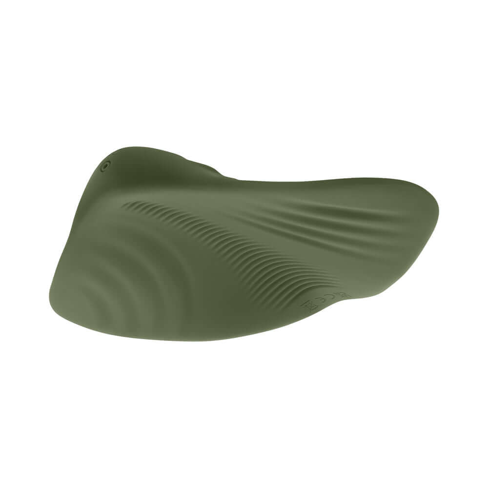 Gender X Pleasure Pad Rechargeable Grinding Pad and Stroker in olive green, designed for unique pleasure sensations.