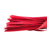 Rouge Fetish Play Vegan Wooden Handle Flogger Red with soft faux leather tails in vibrant red color.