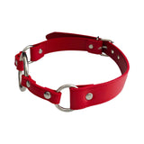 Rouge Fetish Play Vegan O-Ring Gag Red, a red faux leather gag designed for control in roleplay scenarios.