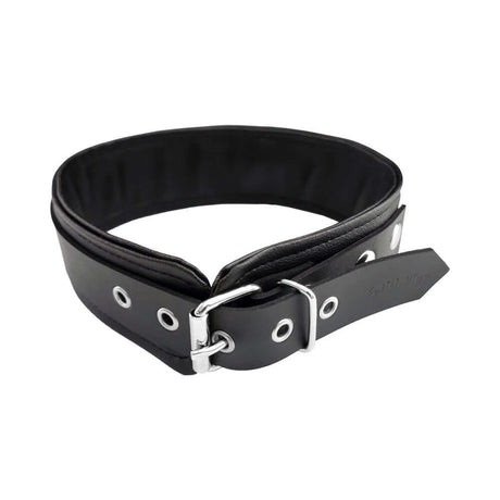 Rouge Fetish Play Vegan Collar Black showcasing a sleek black design with durable faux leather construction.