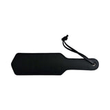 Rouge Fetish Play Vegan Paddle Black in sleek black faux leather with a convenient handle for comfortable grip.