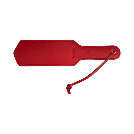 Rouge Fetish Play Vegan Paddle Red, a durable faux leather paddle designed for playful impact in intimate moments.