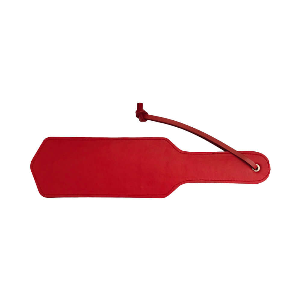 Rouge Fetish Play Vegan Paddle Red, a durable faux leather paddle for playful impact and sensation.