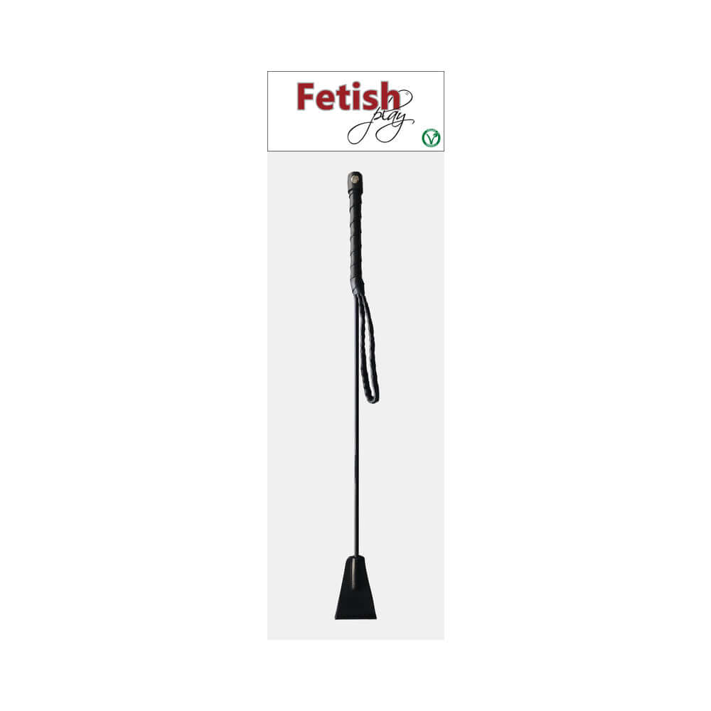 Rouge Fetish Play Vegan Riding Crop Black, designed for precise impact and control in restraint play.
