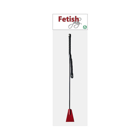 Rouge Fetish Play Vegan Riding Crop Red, a sleek accessory for impact play with a flexible shaft.