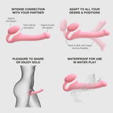 Features of Strap-On-Me Silicone Bendable Strapless Strap-On Pink Large including flexibility and waterproof design.