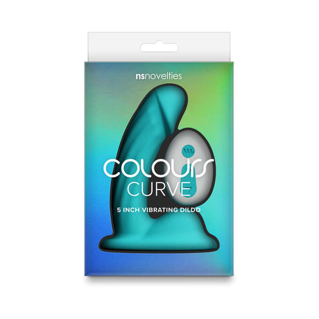 Colours Curve Vibrating 5 inch Dildo Teal packaging with a sleek design and vibrant teal color.