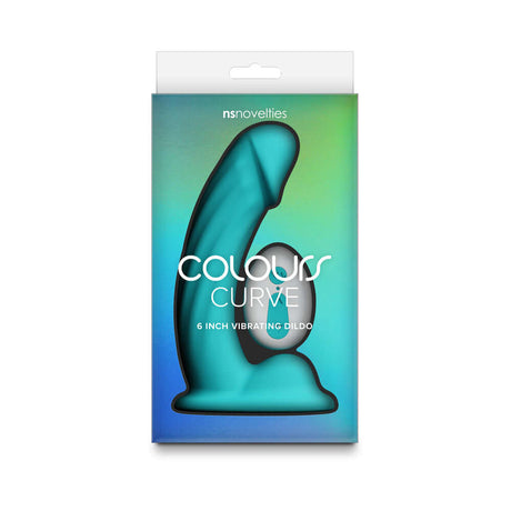 Colours Curve Vibrating 6 inch Dildo Teal packaging with a vibrant teal design and clear branding.