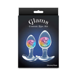 Cosmic Glams Silicone Anal Plug Kit 2pc Set Rainbow in sleek packaging showcasing two colorful anal plugs.
