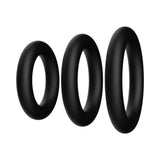 Forto F-39 Trio Cockring Set Black featuring three stretchable silicone rings for customizable fit and performance.