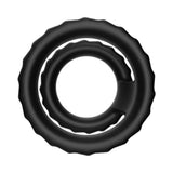 Forto F-43 Tiered Cock & Ball Ring Black, featuring innovative dual-ring structure for support and stability.