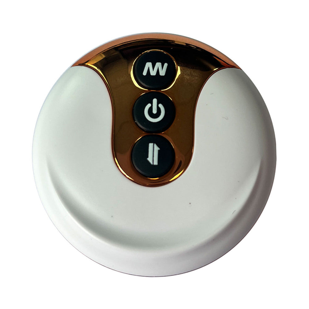 Control panel for Adam & Eve The Squiggler Dual Density Gyrating Dildo with three buttons.