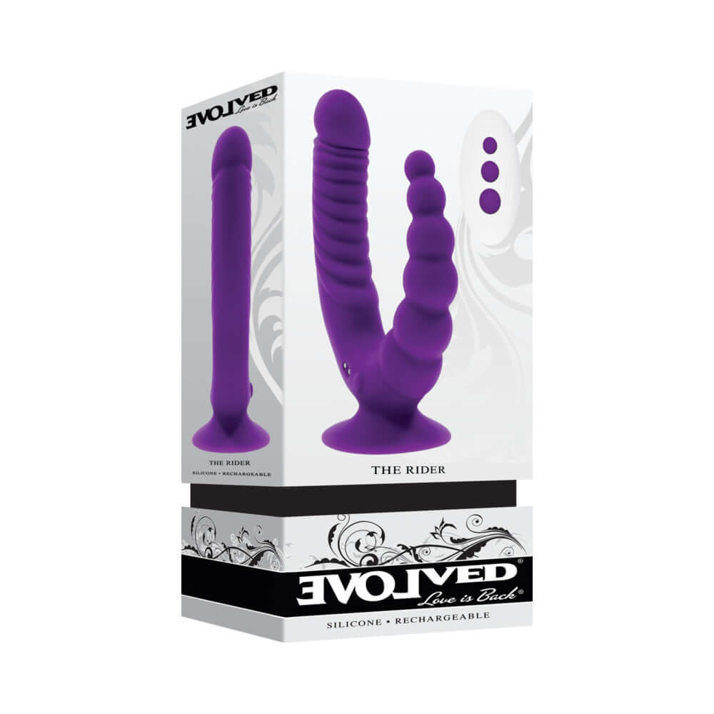 Evolved The Rider Rechargeable Double Vibrator Silicone Purple