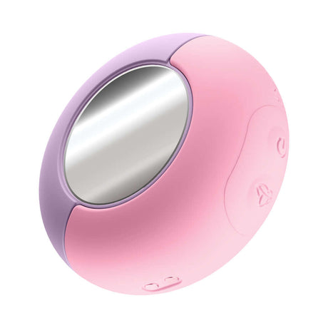 Play With Me Pout & Play Vibrator Pink featuring a sleek design with built-in mirror, perfect for discreet pleasure.