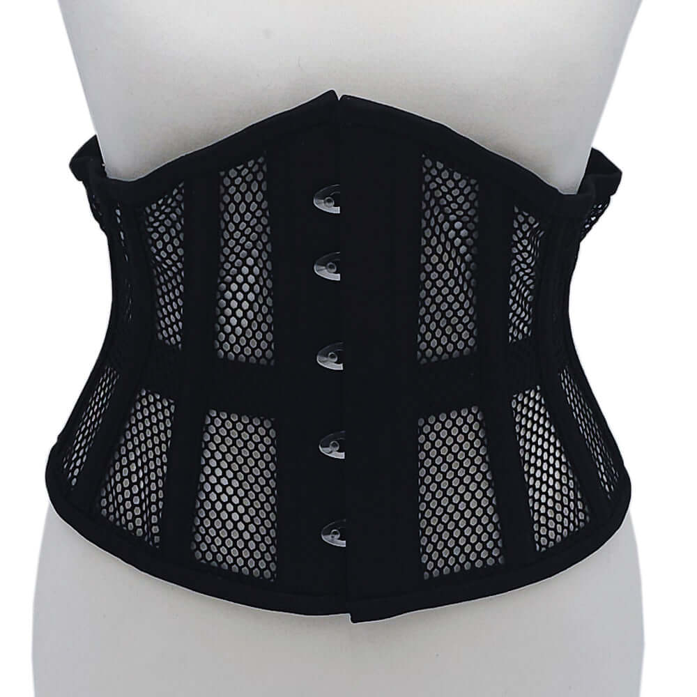 Rouge Mesh Corset Black S M featuring a breathable mesh design and structured silhouette for style and comfort.