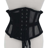 Rouge Mesh Corset Black S M showcasing a fitted mesh design with lacing for a flattering silhouette.