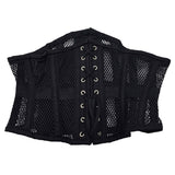 Rouge Mesh Corset Black S M showcasing intricate lace-up detail and breathable mesh fabric.