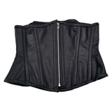 Rouge Leather Corset Black 3XL 4XL featuring premium real leather and a sleek zip closure for a stylish silhouette.