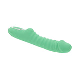 Evolved Full Throttle Warming Vibrator Silicone Mint Green on a white background, showcasing its sleek design and color.