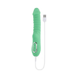 Evolved Full Throttle Warming Vibrator Silicone Mint Green with USB charging cable.