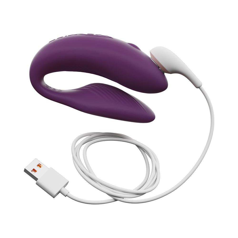 We-Vibe Chorus Couples Vibrator Purple with charging cable, designed for shared pleasure and intimate experiences.