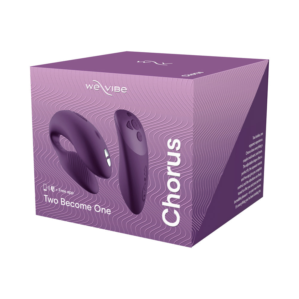 We-Vibe Chorus Couples Vibrator Purple packaging box showcasing its innovative design and features.
