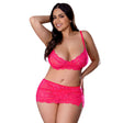 Magic Silk Get It Girl Bra, Skirt & Thong Set Diva Pink Queen Size
