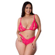 Magic Silk Get It Girl Peek-a-Boo Bralette & Split Crotch Boy Short Diva Pink Queen Size