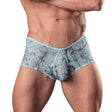 Male Power Marble Mesh Micro Mini Short Silver Blue L