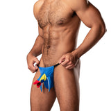 Male Power Novelty Blue Swallow Blue OS novelty underwear on a model showcasing its playful design.