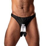 Male Power Novelty Dapper Dick Black OS featuring humorous tuxedo design for playful novelty underwear.