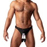 Male Power Novelty Dapper Dick Black OS worn by model, showcasing humorous and playful design for novelty underwear.