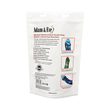 Adam and Eve Sensual Seaside Dreams Double Dong packaging showcasing ombre design and features.