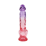 Adam and Eve Sunset Dreams Realistic Dildo 9.5 inches with ombre purple and pink design, flexible and firm.