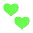 Pastease Love Glow-in-the-Dark Hearts Pasties in vibrant green heart shapes, perfect for playful and fun occasions.