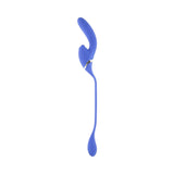 Evolved All In Rechargeable Dual Vibrating Tapping Vibe Blue shown from side perspective highlighting its flexible design.