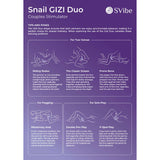 SVibe Snail GIZI Duo Couples Stimulator Lilac tips and poses for synchronized pleasure.
