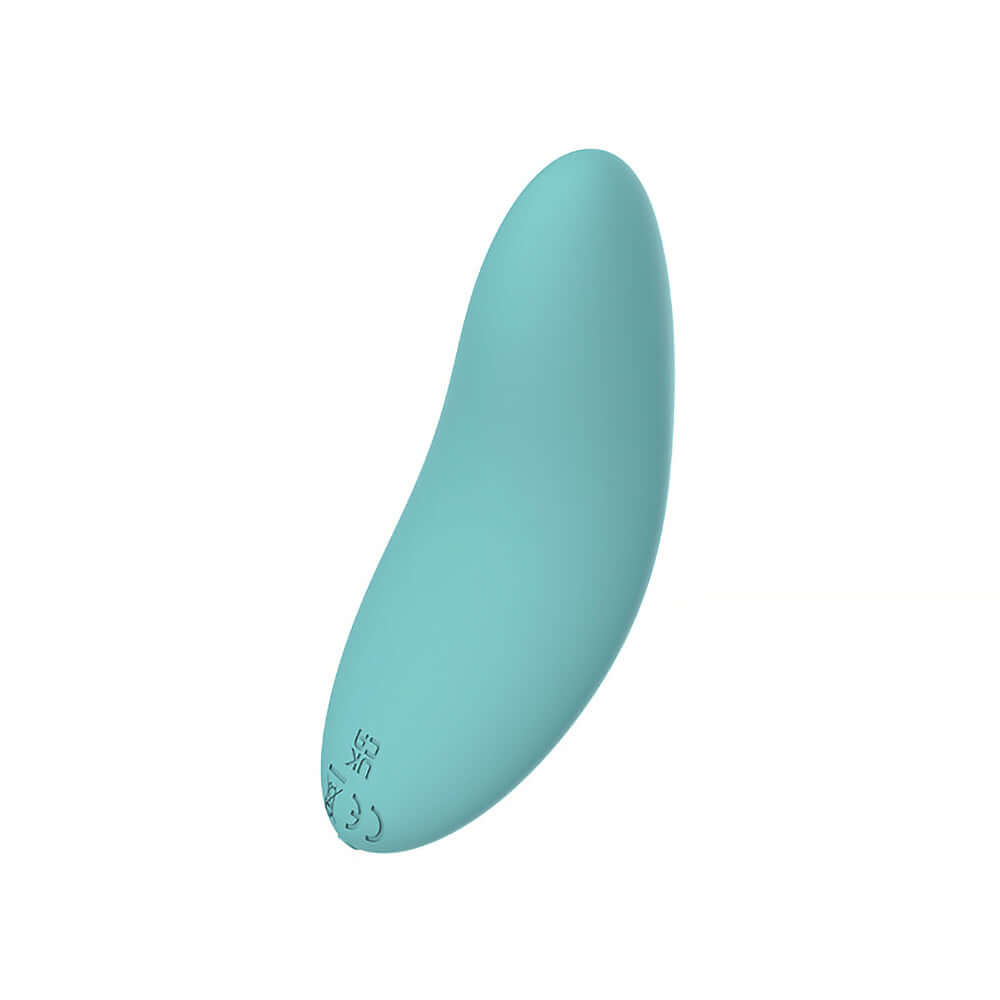 Spectrum Essentials Compact External Vibrator Blue in a sleek, pebble-shaped design for targeted stimulation.