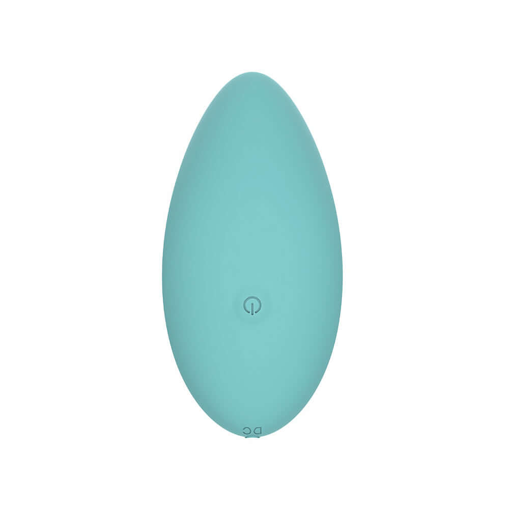 Spectrum Essentials Compact External Vibrator Blue top view showcasing the smooth, ergonomic design.