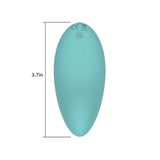 Spectrum Essentials Compact External Vibrator Blue, palm-sized with a smooth pebble shape, dimensions 3.7 inches.