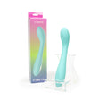 Spectrum Essentials Silicone G-spot Vibrator Blue in packaging on display stand.