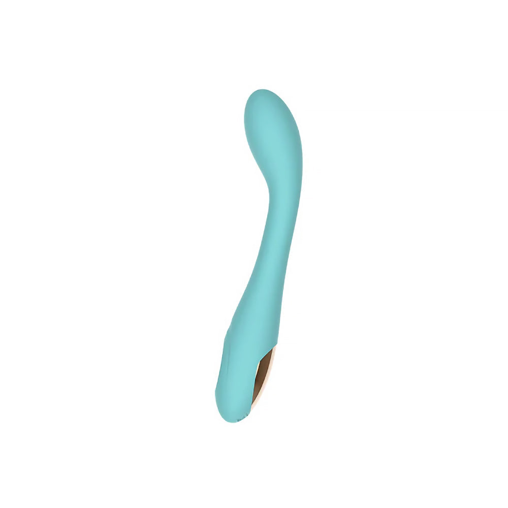 Spectrum Essentials Silicone G-spot Vibrator Blue showcasing its sleek design and ergonomic shape.