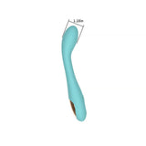 Spectrum Essentials Silicone G-spot Vibrator Blue showing dimensions and curved design.